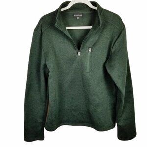 Royal Class Quarter Zip Fleece Sweater Men's Medium Green Marled Pullover‎